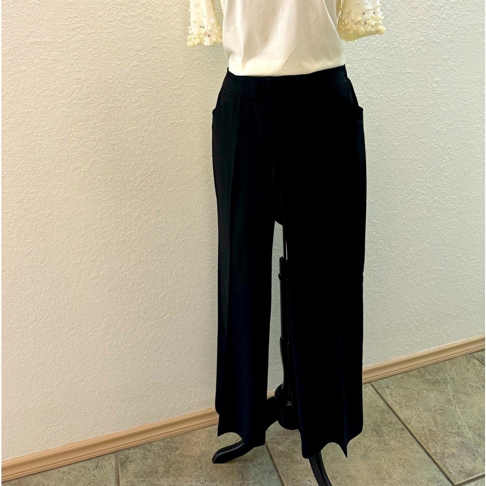 Elie Tahari Black w/Stripes Wool Boot‎ Leg Dress Pants Size 6
